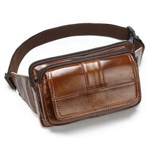 Riñonera Unisex de Cuero Genuino Estilo Vintage con Cierre de Cremallera, Bolsa Impermeable para Hombre y Mujer - Product Image 4
