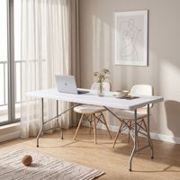 Table pliante en plastique moderne à prix d'usine, robuste, portable, rectangulaire, pour événements commerciaux polyvalents en extérieur