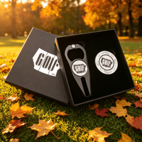 Kit Cadeau DIY Personnalisé Nouveau Design Chine Vente en Gros Qualité Supérieure Gris Outil de Réparation de Divots et Marqueur de Balle avec Boîte