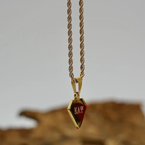 Collier avec pendentif en forme de lettre grecque et diamant, chaîne en corde, bijoux gravés pour fraternité et sororité, en acier inoxydable, vente en gros - Product Image 4