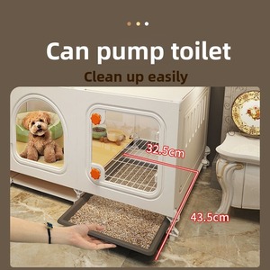 Villa pour animaux de compagnie tout-en-un personnalisable en plastique de luxe, design robuste pour chiens et chats, avec zone d'alimentation, toilettes, fenêtre et ventilation, toutes saisons - Product Image 5