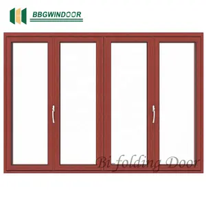 Minetal Custom Size Aluminum Glass Bifold Doors Double Glazing Glass Exterior Bi Fold Doors For Home