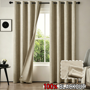 Rideaux occultants modernes 100 % polyester, isolants thermiquement, écologiques, avec doublure noire, occultation totale à 100 %, best-sellers - Product Image 1
