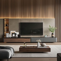Stockage caché minimaliste mural en bois unité TV support armoires ensemble meubles modernes Tv Tables pour salon Villa hôtel