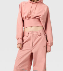 Sudadera con capucha rosa recortada con brillo <span class=keywords><strong>de</strong></span> Amanecer personalizada, cintura elástica suave, mangas acampanadas largas raglán, perfecta para el ocio y el dulce informal - Product Image 3