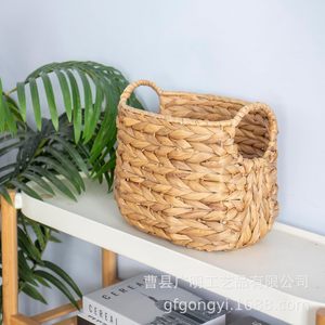 Woven Storage <b>Basket</b> Round Eco Friendly Clothing Organizer Nordic Style Rattan <b>Straw</b> <b>Basket</b> For Laundry Home Decor - Product Image 5
