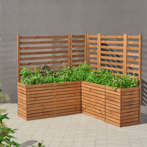 Bac à légumes surélevé en <span class=keywords><strong>bois</strong></span> de pin traité sous pression avec treillis et revêtement amovible de 18 L <span class=keywords><strong>pour</strong></span> plantes grimpantes sur balcon ou terrasse - Product Image 3