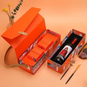 Đa Chức Năng Cá Nhân Chai Rượu Vang Giấy Da Nhiều Lớp Giấy Cứng Nhắc Hộp Quà Tặng Thiết Lập Bao Bì Cho Rượu Vang Và Rượu Sâm Banh - Product Image 2