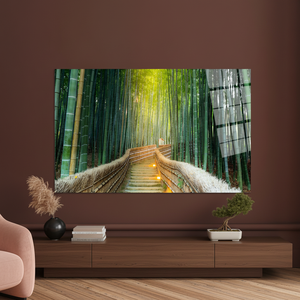 Arte Impreso en Lienzo: Decoración Zen de Bosque de Bambú Iluminado por el Sol, ARTE EN VIDRIO TEMPLADO - Product Image 3