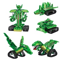 Set Blok Pemrograman Robot Dinosaurus 5-in-1 Remote Control, Mainan Dinosaurus Mekanik, Dapat Disesuaikan, Grosir