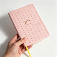 Agenda A5 2027, carnet en cuir PU, couverture personnalisée à grille quadrillée, couverture rigide, journal quotidien