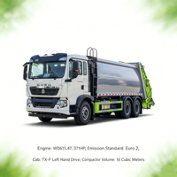 Camion compacteur de déchets HOWO 6x4 16CBM 371HP avec frein moteur, direction de marque MCX16ZG, double essieu, poids lourd, pour collecte municipale, en promotion