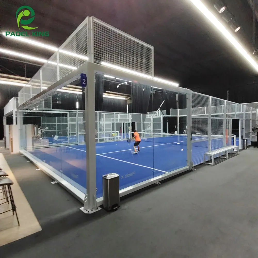 Certifié CE Haute Sécurité Panoramique Padel Tennis Court Utilisation Intérieure et Extérieure