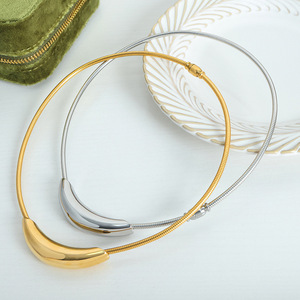 สร้อยคอสแตนเลสสตีลกันน้ำสำหรับผู้หญิงสร้อยคอโชคเกอร์ทรงเรขาคณิตขัดเงาสูง <span class=keywords><strong>P1604</strong></span>ของขวัญเครื่องประดับ - Product Image 2