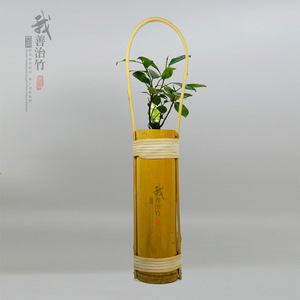 Bamboo Flower Vase With Handle Round Traditional Decorative Desktop Plant Pot True Colors Custom Made Size - Product Image 3