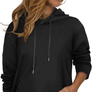 Sweatshirts à manches longues, hauts à cordon de serrage avec poche, chemisiers amples décontractés, tuniques, sweats à capuche vierges - Product Image 1