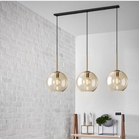 Luminaire suspendu en verre fumé moderne, lampe suspendue dorée nordique de luxe, éclairage décoratif de plafond pour la maison, l'hôtel et le restaurant