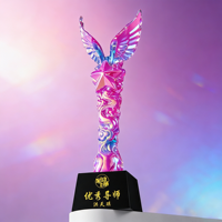 Trophée personnalisé en cristal et résine noire avec gravure laser et impression UV, cadeaux d'affaires, objets de collection d'art, récompenses honorifiques