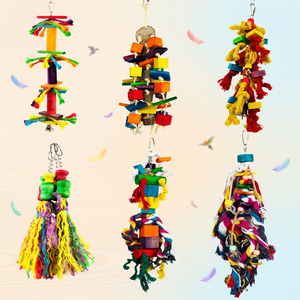 Hot verkopende kleurrijke papegaaien speelgoed grote houten blokken kauw- en hangkooi speelgoed veelkleurige schommelspeelgoed voor grote en middelgrote vogels - Product Image 1