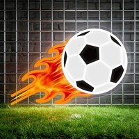 Individuelles Werbe-Neonschild mit Fußballmotiv, UV-Bedruckt, Flammen-Effekt, LED-Hintergrundbeleuchtung für Fans, Jugendliche, Einkaufszentren und Parks