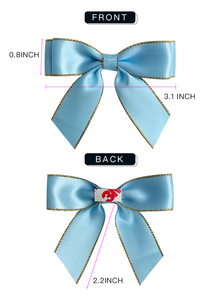 Tùy Chỉnh 50Pcs Nhà Máy Bán Buôn <span class=keywords><strong>Satin</strong></span> Màu Sắc Rắn Bao Bì Bow Thiết Kế In Ribbon Cho Giáng Sinh Hộp Quà Tặng Chai Polyester - Product Image 2