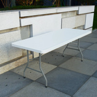 Table Rectangulaire Pliante en Plastique Blanc Portable HDPE 6 Pieds, Commerciale, pour Fêtes en Plein Air, Camping, Événements, Location, Traiteur