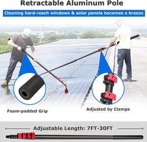 Hot Sale PP Waterproof Multifunction Telescopic Water Fed Pole Kit Adjustable Solar Panel Cleaner <b>Brush</b> <b>Window</b> Cleaning - Product Image 5
