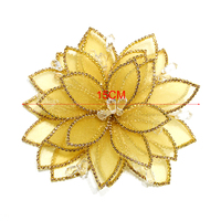 Applique chaîne 3D en strass faite à la main avec fleurs à 3 couches et centre en cristal pour patchs de couture DIY
