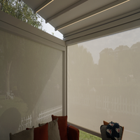 Gazebo rétractable Toit étanche Auvent gris motorisé avec lumières Patio extérieur Garden Party Auvent rétractable