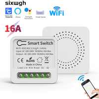 Interrupteur intelligent WiFi miniature SIXWGH Cozylife 16A compatible avec Alexa et Google Assistant, télécommande, minuterie, interrupteurs muraux pour la maison, étanches