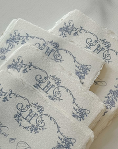 <span class=keywords><strong>Faire</strong></span>-<span class=keywords><strong>part</strong></span> de <span class=keywords><strong>mariage</strong></span> texturé naturel fait à la main en coton avec cadre floral bleu usty - Product Image 4