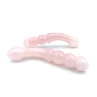 Bâton de massage en quartz rose naturel, design multi-perles en forme de S, outil de bien-être corporel et facial en cristal rose pour femmes
