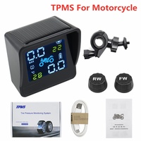Hochwertiges USB-Solar-Lade-TPMS-System für Motorräder zur Überwachung von Reifendruck und -temperatur mit 2 externen Sensoren.