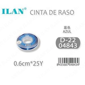 ริบบิ้นผ้าซาติน 0.6 ซม. 25 หลา สีฟ้า D-22 - Product Image 1