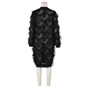 Abito Midi Elegante e Casual J&H con Pizzo Trasparente, Patchwork, Nappine e Maniche Lunghe Sexy - Product Image 4