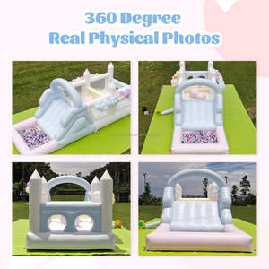 Château gonflable blanc de 25 pieds, parcours d'obstacles gonflable commercial en PVC, château gonflable aquatique, <span class=keywords><strong>macaron</strong></span> de rêve 25x9x9 pieds - Product Image 4