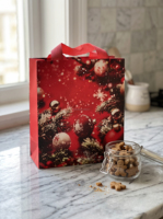 Bolsas de Regalo Navideñas en Stock con Impresión a Todo Color, Laminación Mate y Asas de Cuerda de Poliéster