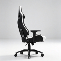 Silla de Juego de Cuero Estilo Racing, Silla de Computadora Giratoria con Respaldo Alto, Reposabrazos Ajustables, Reclinable y Ergonómica