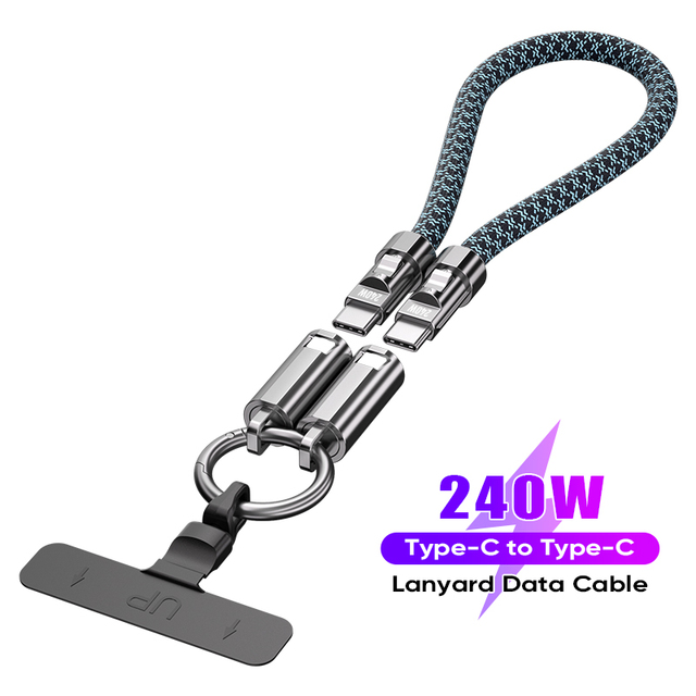 30cm 240W Phone Lanyard Cable Wrist Strap USBC Type C to C PD240W 5A Fast Charging & 480mbps Data Transfer Cable