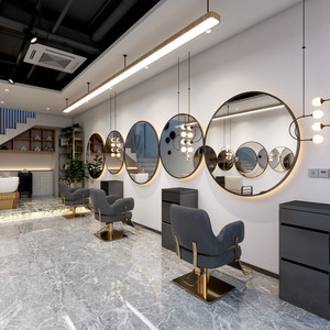 Miroir Rond Tendance pour <span class=keywords><strong>Salon</strong></span> de Coiffure et Barbier, Mural Simple Face avec Éclairage LED - Product Image 3