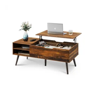 Conjunto de mesa de centro em madeira MDF estilo moderno e minimalista para sala de estar