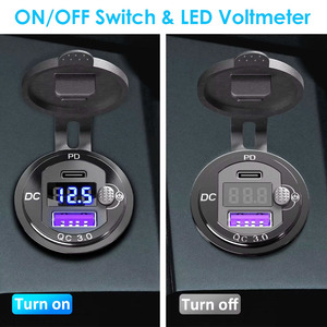 12V USB Car Charger nhôm ổ cắm với kỹ thuật số vôn kế không thấm nước cho xe thuyền du thuyền biển RV xe tải - Product Image 5