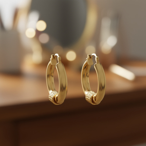 Orecchini a cerchio Adora in lega di zinco placcata oro, stile classico, gioielli unisex E4435 - Product Image 2