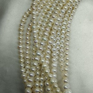 Collar de Perlas de Agua Dulce con Acabado Brillante, Casi Redondas, de 5-6 mm, Perlas Sueltas Semiterminadas, Limpias, al por Mayor - Product Image 5