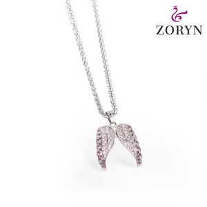 Colgante de Alas de Ángel de Acero Inoxidable, Cristal Rosa, Estilo Bohemio Gótico Místico, Joyería de Moda de Acero de Titanio para Hombres y Mujeres - Product Image 4