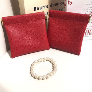 High Quality Custom Design Logo Pu Leather Fashion Bag with Iron <b>Sheet</b> Earphone Jewelry Ring Necklace Coin Leather Dust Bag - Product Image 1