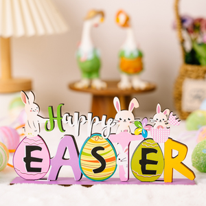 2025 New Creative DIY <strong>Easter</strong> Egg Rabbit <strong>Top</strong> Table Decoration Wooden <strong>Easter</strong> &amp; Thanksgiving Bunny Print Wooden Ornament - Product Image 5
