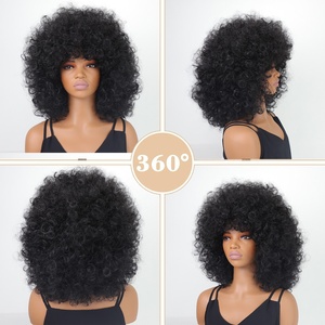 Perruques Courtes Bouclées <span class=keywords><strong>Afro</strong></span> pour Femmes Européennes et Américaines, en Fibre Haute Température, Fabriquées à la Machine, Effet Naturel et Volumineux, Modèle 8029C (OEM & ODM) - Product Image 4