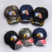 Gorra de Béisbol Bordada con la Bandera de Estados Unidos y Estrella de Cinco Puntas, Estilo Camionero, de Mezclilla, con Visera Curva