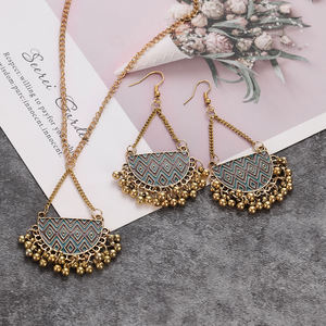 เครื่องประดับอินเดียโบราณยิปซีดอกไม้แกะสลักต่างหูห้อยสำหรับผู้หญิง Boho วินเทจชาติพันธุ์ลูกปัดอัลลอยสร้อยคอพู่สำหรับผู้หญิง - Product Image 6